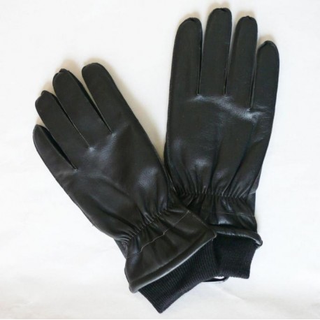 Pánské zimní kožené rukavice s nápletem - černé